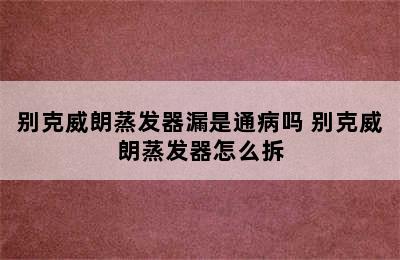 别克威朗蒸发器漏是通病吗 别克威朗蒸发器怎么拆